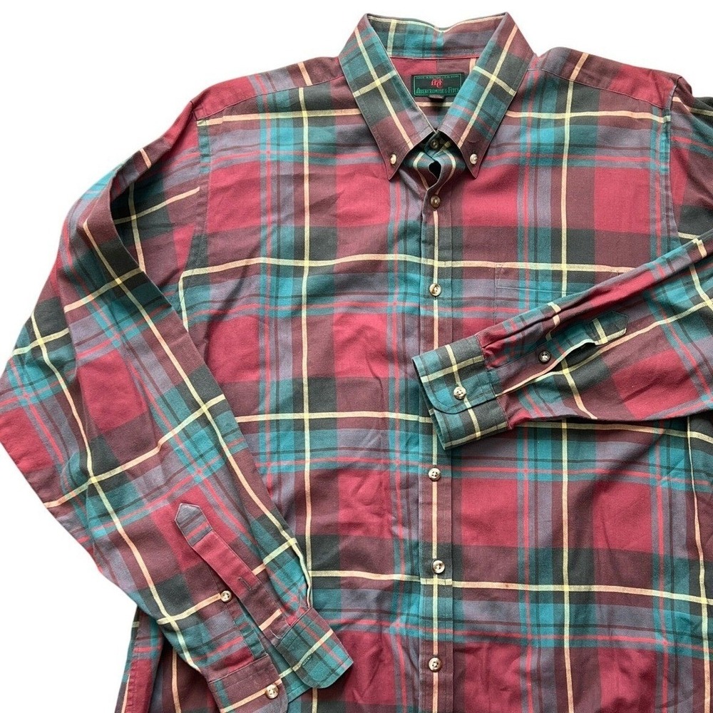 VTG Abercrombie & Fitch Plaid Button Down Shirt Mens XL Holiday‎ Preppy Cabin